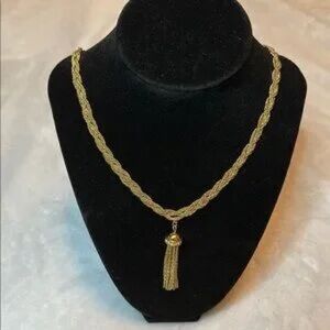 Gold Braided Necklace with Tassel
